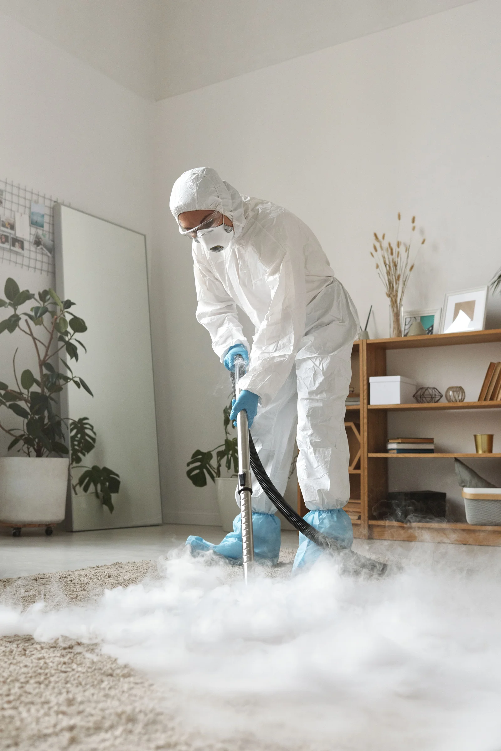 Professional steam cleaning of carpets in a commercial property
